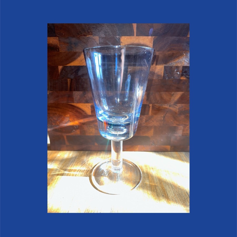 Vintage Yet New Blue Bubble by ELEMENTS Water Goblet Blown Glass 8”